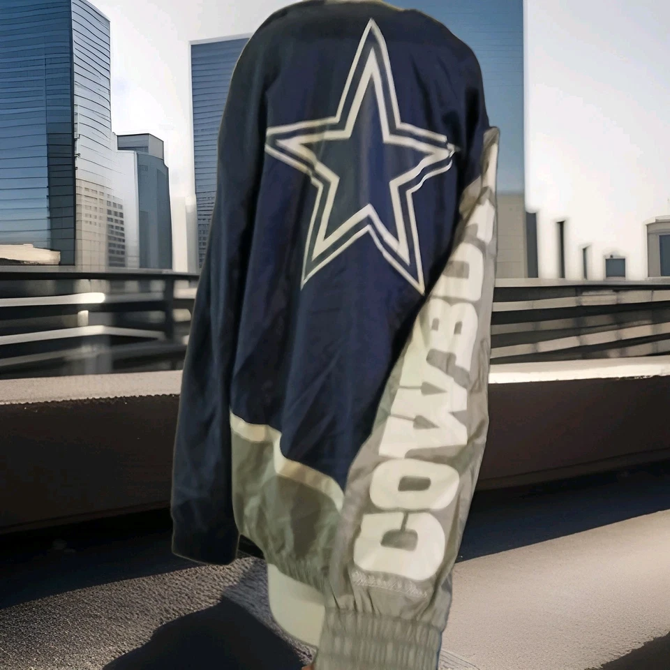 Nuevo cortavientos Mitchell Ness Dallas Cowboys cremallera completa para hombre XL Foto 3 de 3