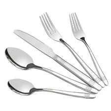 50-Piece Stainless Steel Flatware Set Service for 10 Modern Kitchen Cutlery