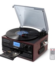 10 in 1 Bluetooth In/Out Record Player 3 Speed Vinyl Vintage Turntable CD Player