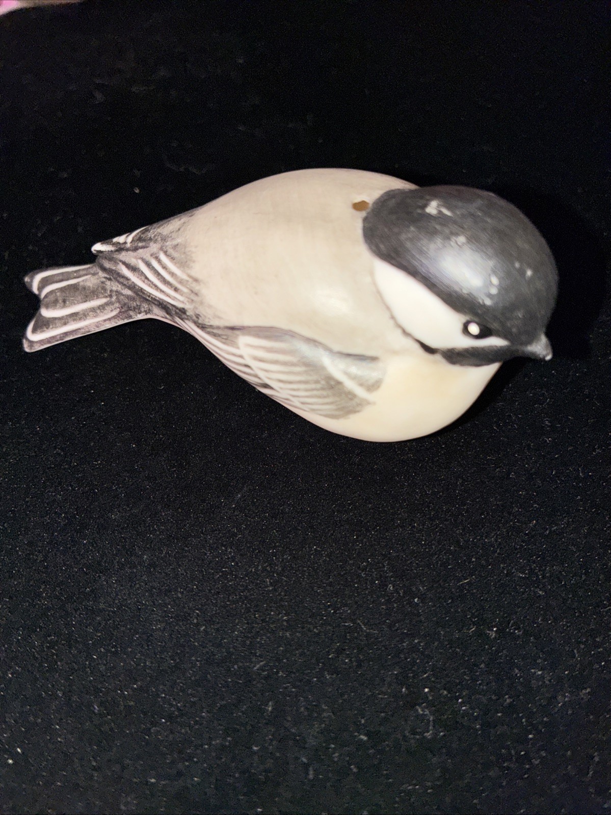 Studio Pottery Chickadee Bird Hallow Porcelain Collectible hand painted figurine