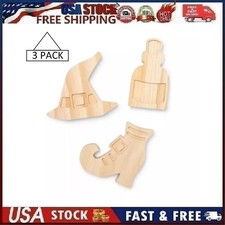 3pc Mondo Llama Wood Witch Shapes Kit, Halloween Holiday Decoration Craft