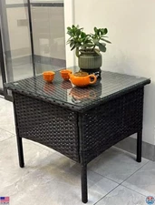 Durable Brown Gradient PE Rattan Coffee Table, Elegant Outdoor Furniture, 1