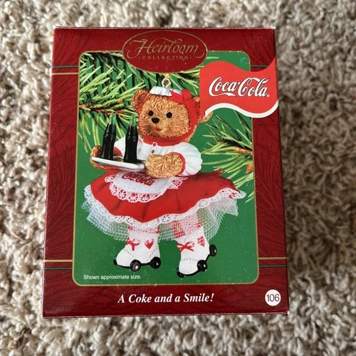 Carlton Cards Heirloom Christmas Ornament  A Coke and a Smile! Bear Car Hop(R)