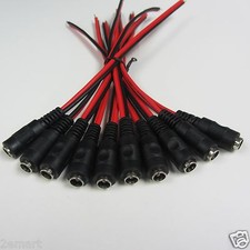 10pcs CCTV Female Power Pigtails Plug Lead Cord Wire RG59 Coax For CCTV Camera