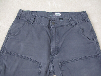 Carhartt Pants Mens 34 Gray Carpenter Double Knee Canvas Work Wear