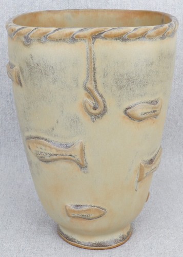 2015 Jonathan Adler Amalfi Fish Hooks Nautical Pottery Beach House Vase 6 ⅞” - Picture 4 of 8