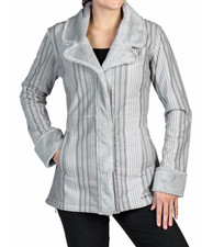 Exofficio - Women's Xs - Nwt $130 - Gray Striped Plush Faux Fur & Fleece Jacket