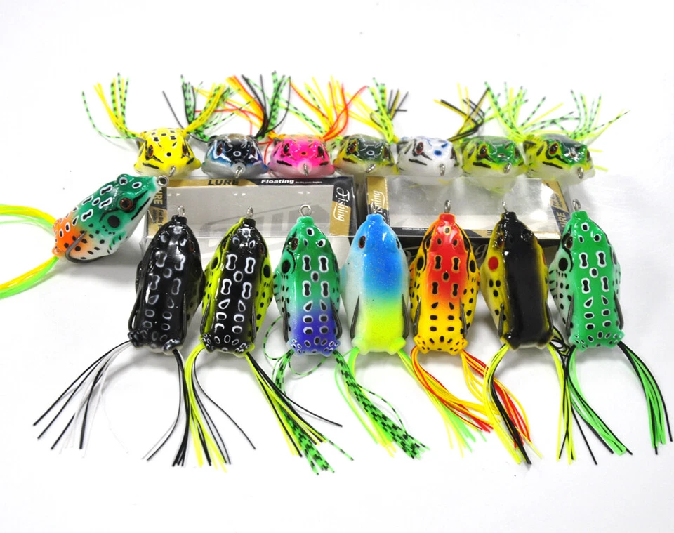 Kit de 60 señuelos de pesca de rana de cuerpo hueco Topwater 5,5 cm con caja 12 colores Foto 4 de 4
