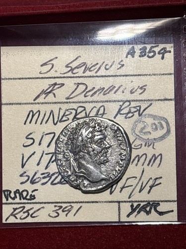 Septimius Severus. AD 193-211. AR Denarius Minerva Shield Spear - Picture 2 of 8