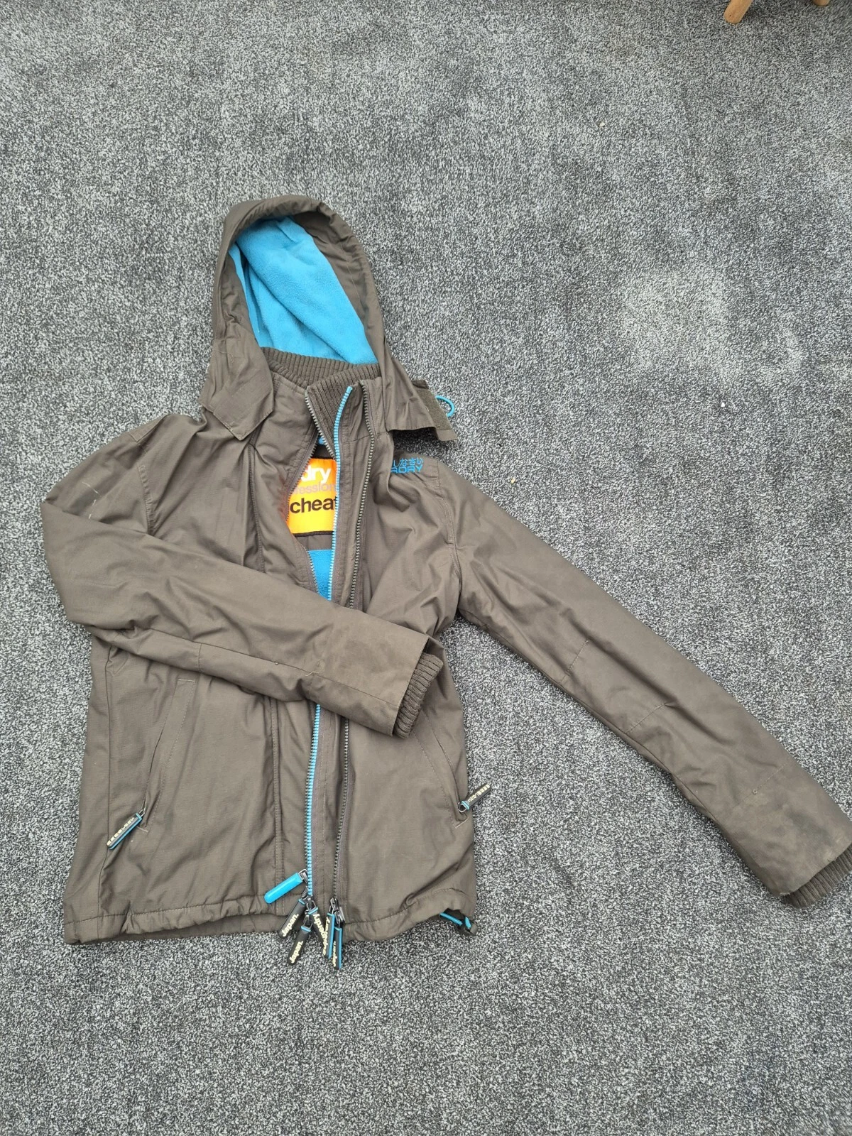 Superdry Jacket Boyss Xs Khaki Windcheater Casual Breathable Waterproof