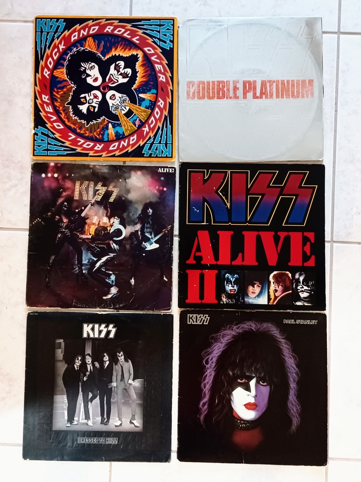 KISS~LOT 6 ALBUM COVER ONLY~DOUBLE PLATINUM/DRESSED TO KILL/ALIVE II/PAUL SOLO