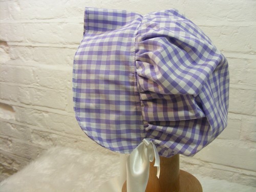 ADULT BABY SISSY BONNET blue gingham HAT COSPLAY LOLITA FANCYDRESS Victorian - Picture 21 of 40