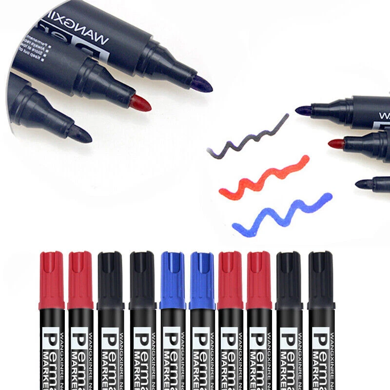 10pcs/Set Permanent Mark schwarz Blau Rot 14cm Aufzählungszeichen Pens Neu - Bild 3 von 4