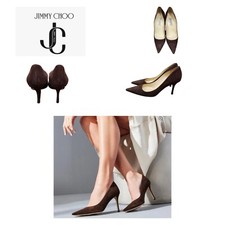 Jimmy Choo Suede Brown Pointed Toe Pin Heels Pumps Size EU40 US10 Authentic