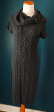 Calvin Klein Womans Sweater Dress Cowl Neck Dark Academia Preppy Cable Knit S
