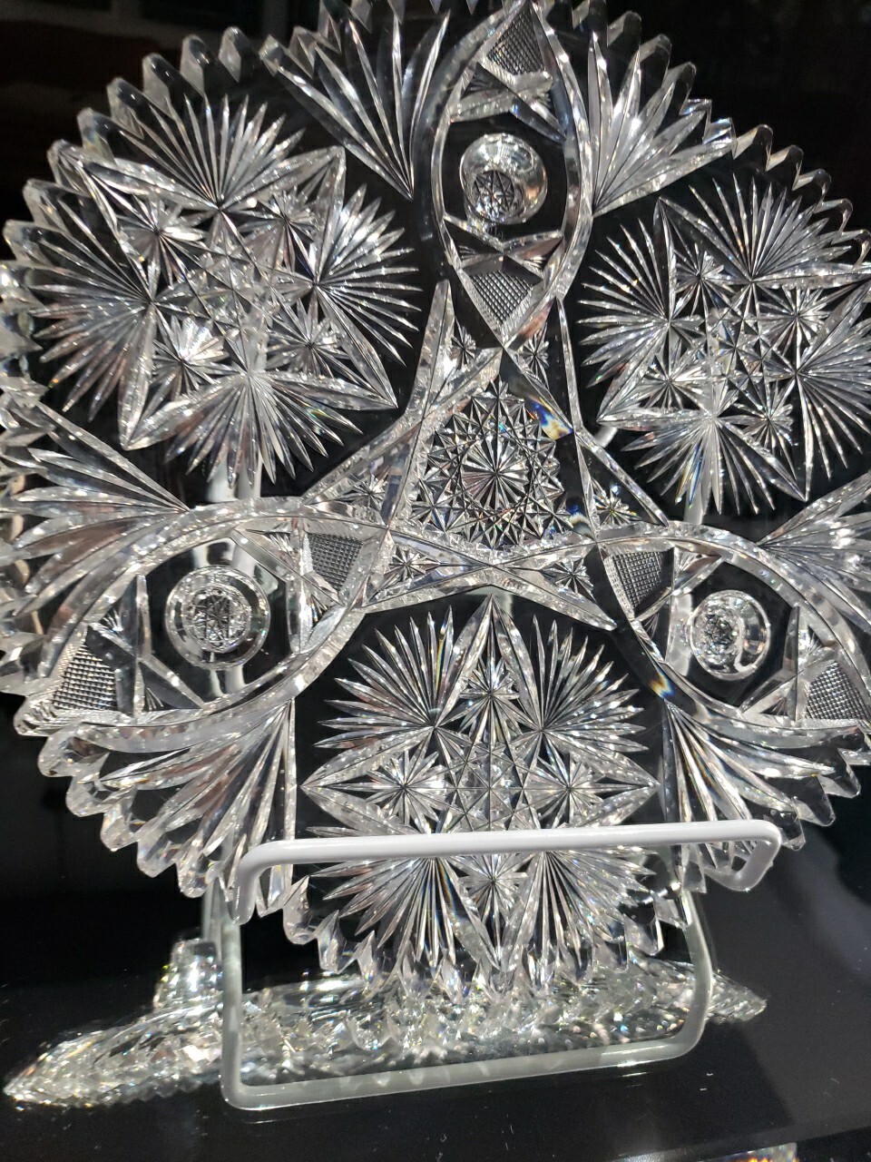 10" Footed Plate. American brilliant period cut glass crystal Signed Fry Fashion