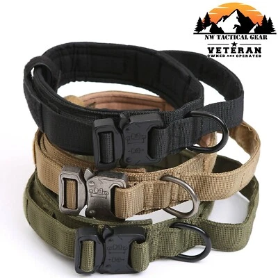 Tactical Dog Collar Heavy Duty Military Service Canine Training K9 Metal Buckle