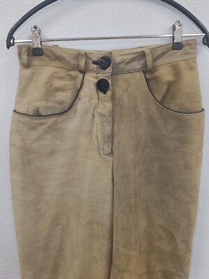 Vintage Spieth&Wensky Gr. 38 deutsche Lederhose gelb Reißverschluss gebraucht gebraucht