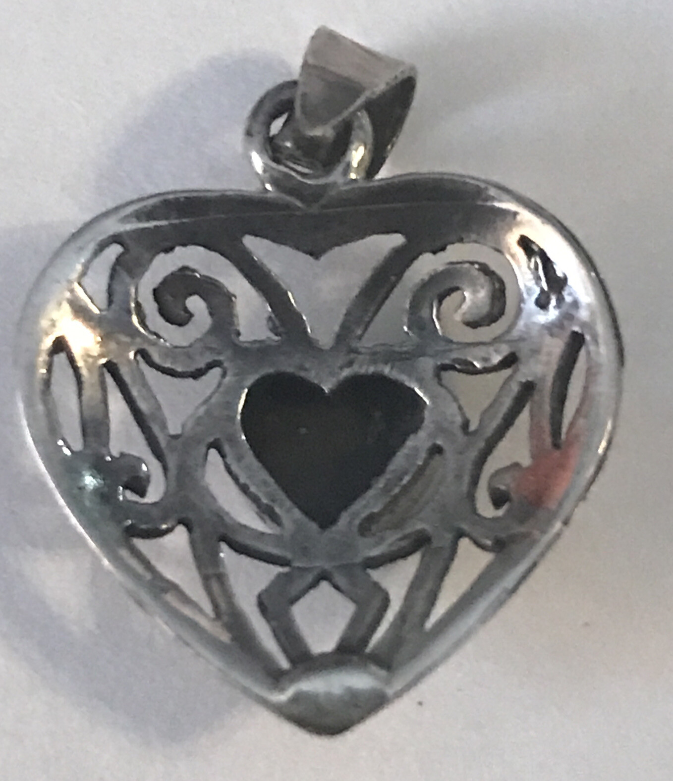 925 sterling silver solid heart pendant  Vintage … - image 3
