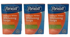 3x Rexall Ultimate White Whitening Strip Professional Strength 42 Strips EX08/25