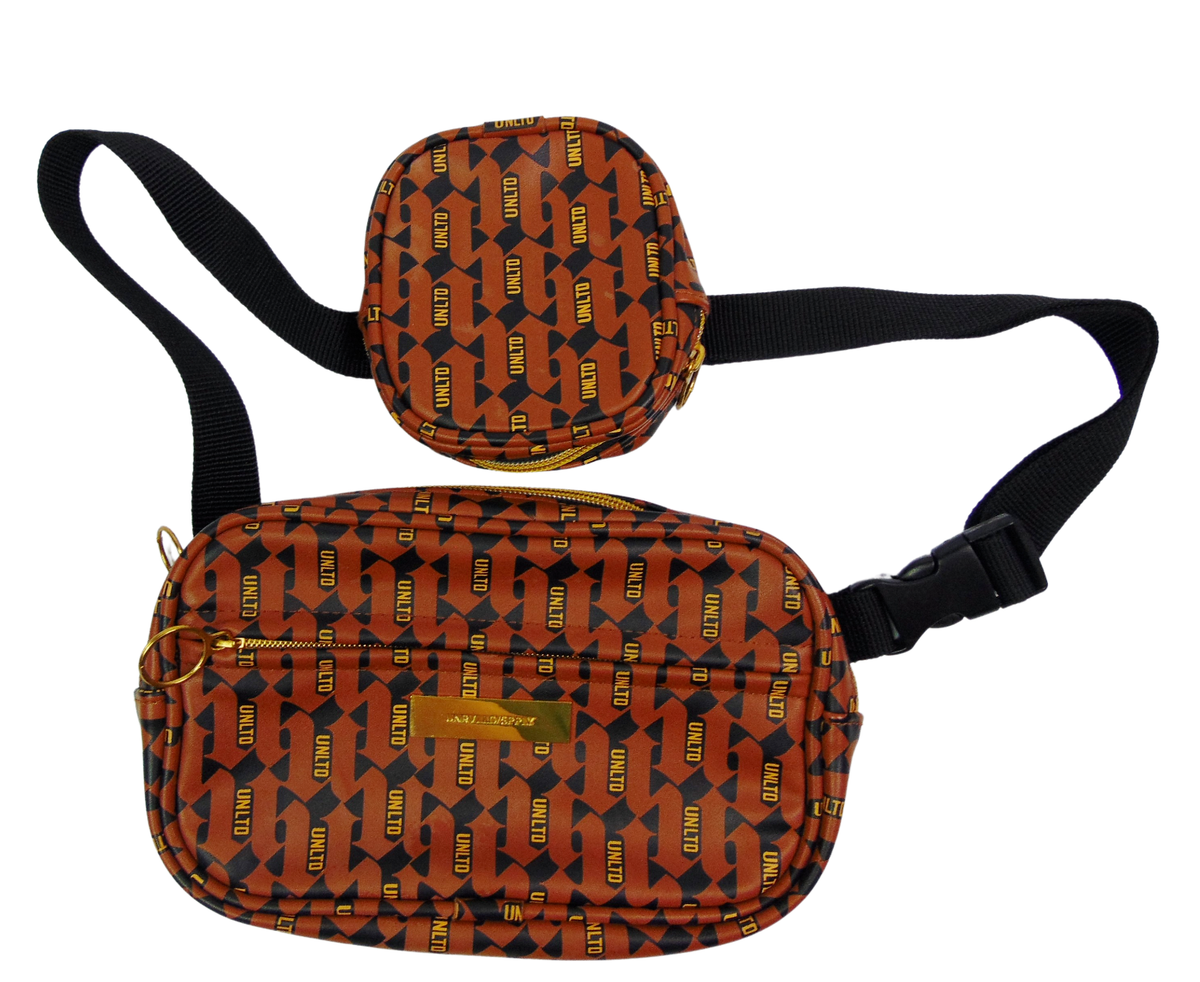 ASOS unrvlld spply Brown Faux Leather Bag Cross Over Double Bum-bag