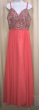 Heavily Jeweled Bodice CORAL Formal Bridesmaid Prom Party Dance Dress 12 Tall