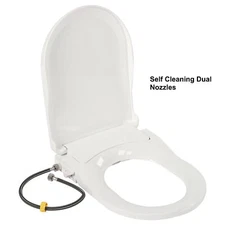 Round Toilet Bidet Rear Non-electric Dual Nozzle Toilet Seat Attachment