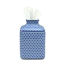 Blue and White Porcelain Geometric Tissue Holder