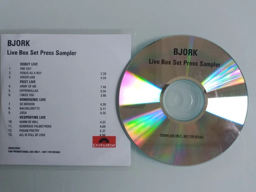 BJORK CD PROMO LIVE BOX SET PRESS SAMPLER 13 TRACKS JOGA ONE DAY I MISS YOU