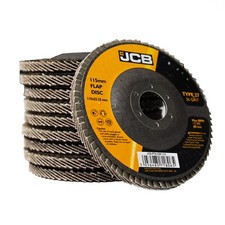 JCB Metal 36 Grit Flap Discs Angle Grinder 115mm (4 1/2'') x 22.23mm, 10 Pack