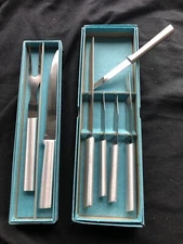 7 New Rada Knives Meat Fork Set NOS Box Aluminum Handles Gaedke Cutlery Carving