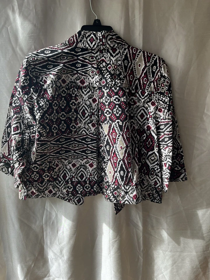 Ruby Rd Women’s Sz 10 Black Multicolor 3/4 Sleeve Button Blazer Button Down - Image 3 of 3