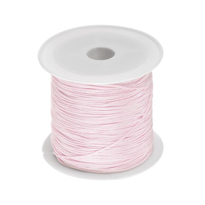 1Rolle Nylon Perle Faden Knoten Schnur 0.6mm 50Yards Satinschnüren,Bleich Rosa