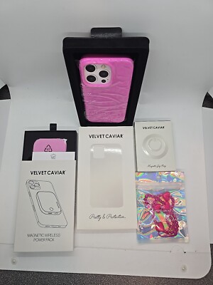 Velvet Caviar Pink Leopard iPhone 15 Pro  Case, Power Pack, Ring, Charm