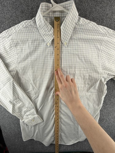 Brooks Brothers Button-Down Non-Iron Classic Cotton Check 16.5 35 Blue Men Shirt - Picture 3 of 15