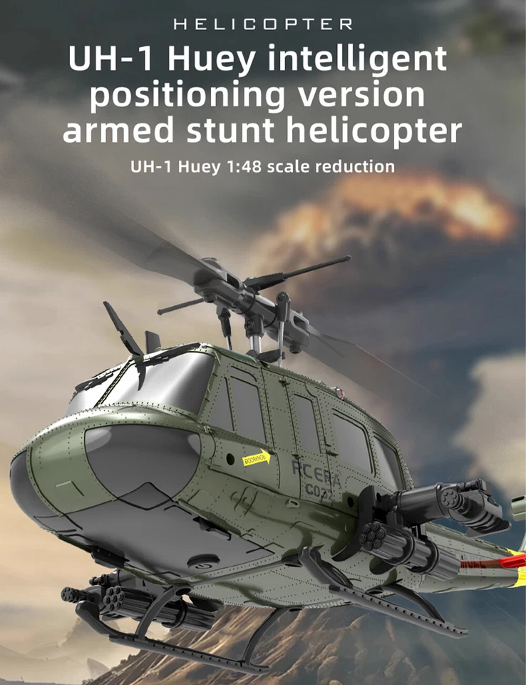 Helicóptero RC ERA C032 Huey UH-1 RC 1/48 giroscopio 6 canales 3D vuelo invertido de una tecla Foto 3 de 4