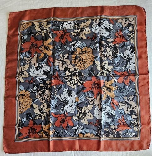 Foulard Vintage Liberty Of London En Soie 100% - Motif Floral, Multicolore, Occasion Bon État