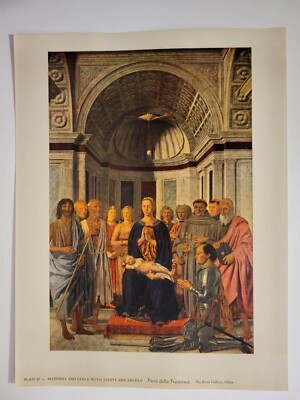 Antiker Druck Metropolitan Madonna mit Kind mit Heiligen Piero Della Francesca