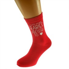 Lets Make Babies Fun Valentines Romantic Red Mens Socks UK size 5-12 - X6N300