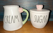 Rae Dunn Cream and Sugar Set Flower Artisan Collection