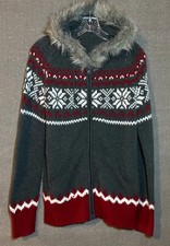 Motherhood Sweater Jacket Women’s Size Lg Warm & Cozy Hooded Zip-up Long Sleeve