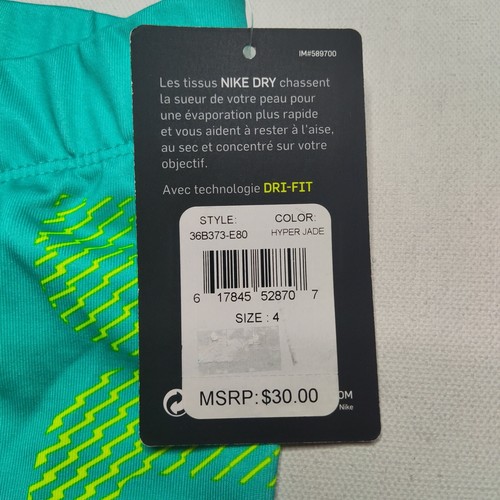 NIKE Dry Girls Size 4 Hyper Jade JUST DO IT Dri-fit Athletic Leggings NEW - Picture 6 of 10