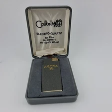 New Vintage Colibri Camel Cigarette Lighter Electro Quartz with Case Gray