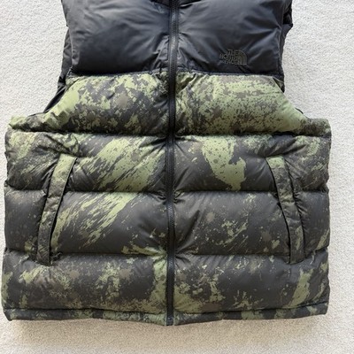 The North Face 700 Down Vest Men's XL Green Camo 1996 Nuptse Retro