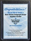 PAOLO BANCHERO 2025 BOWMAN CHROME SAPPHIRE #BCA-PB AUTO ORANGE REFRACTOR /25