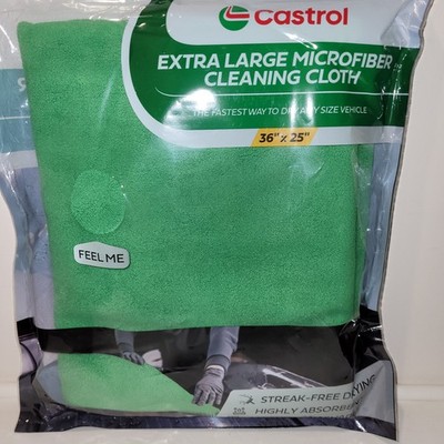 Castrol~ Extra Large Microfiber Cleaning Cloth Ultra Absorbent, GREEN Reuseable