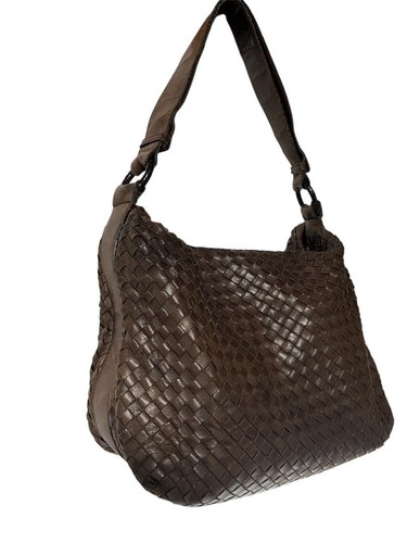 BOTTEGA VENETA Intrecciato Hand Tote Bag Brown Leather Unisex Authentic R03059