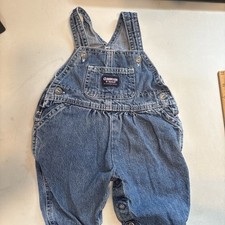 Vintage Oshkosh B'Gosh 24 MO Denim Overalls Baby Girl Blue Jean