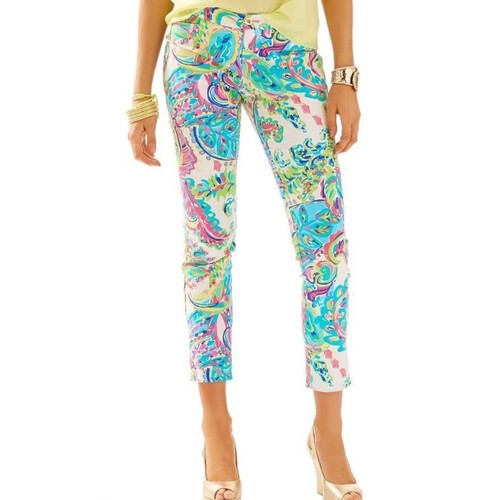 Lilly Pulitzer Kelly Skinny Ankle Pants Gren White size 4