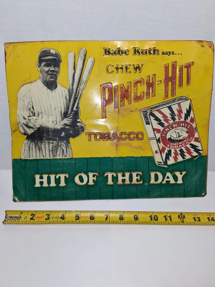 Babe Ruth New York Yankees Pinch-Hit Tobacco Hit Of The Day Metal Tin Sign - Image 2 of 4